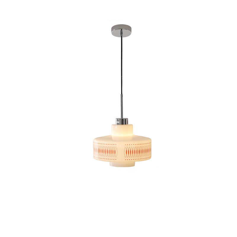 Traditional Vintage Glass Alloy Round Decal 1-Light Pendant Light For Dining Room