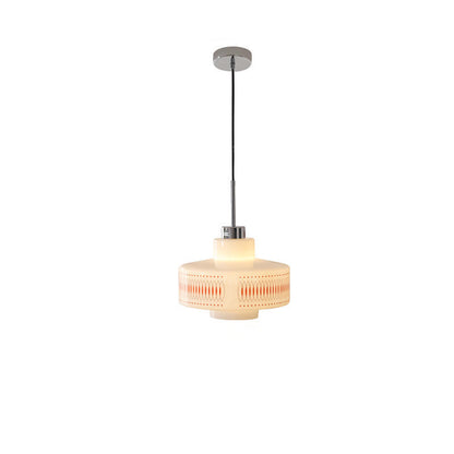 Traditional Vintage Glass Alloy Round Decal 1-Light Pendant Light For Dining Room