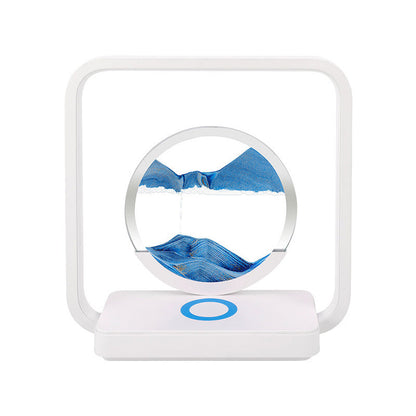Modern Art Deco Square Sand Painting Metal ABS Silica Glass Wireless Charging USB Touch Dimmer LED Table Lamp Night Light For Bedside