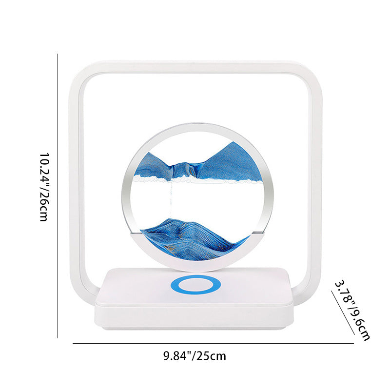 Modern Art Deco Square Sand Painting Metal ABS Silica Glass Wireless Charging USB Touch Dimmer LED Table Lamp Night Light For Bedside