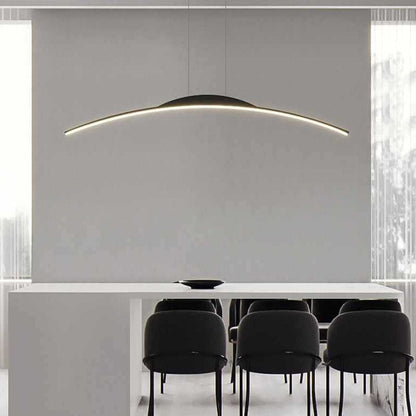 ثريات LED منحنية من الحديد والألومنيوم والسيليكا بتصميم عصري بسيط لغرفة الطعام