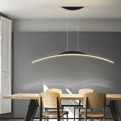 ثريات LED منحنية من الحديد والألومنيوم والسيليكا بتصميم عصري بسيط لغرفة الطعام