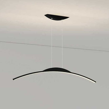 ثريات LED منحنية من الحديد والألومنيوم والسيليكا بتصميم عصري بسيط لغرفة الطعام