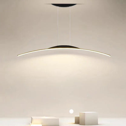 ثريات LED منحنية من الحديد والألومنيوم والسيليكا بتصميم عصري بسيط لغرفة الطعام