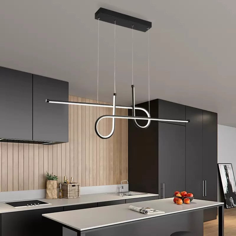 Contemporary Creative Aluminum Silica Line Geometrical LED Chandeliers Island Light For Dining Room