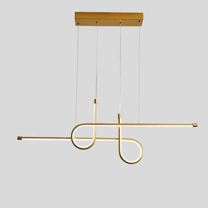 Contemporary Creative Aluminum Silica Line Geometrical LED Chandeliers Island Light For Dining Room