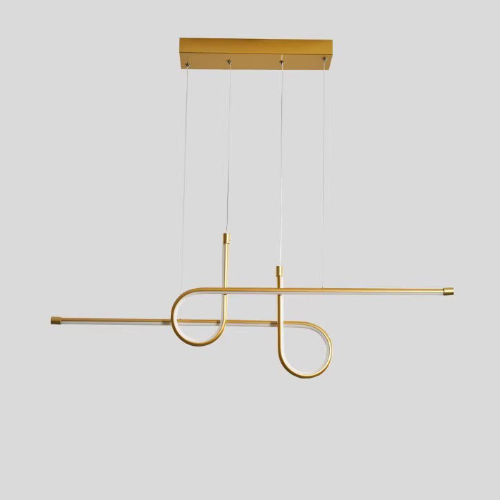 Contemporary Creative Aluminum Silica Line Geometrical LED Chandeliers Island Light For Dining Room
