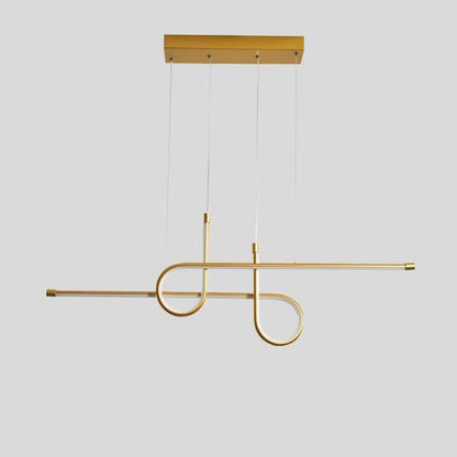Contemporary Creative Aluminum Silica Line Geometrical LED Chandeliers Island Light For Dining Room