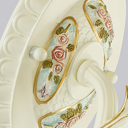 Traditional European Resin Glass Floral Carved 1-Light Wall Sconce Lamp For Bedside