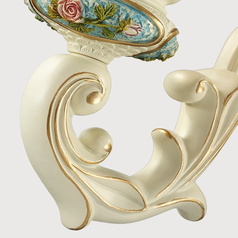 Traditional European Resin Glass Floral Carved 1-Light Wall Sconce Lamp For Bedside