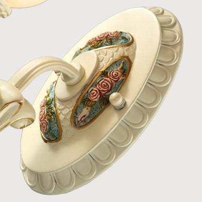 Traditional European Resin Glass Floral Carved 1-Light Wall Sconce Lamp For Bedside