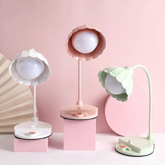 Contemporary Scandinavian ABS PP Rechargeable Touch Sensor Flower LED Table Lamp For Bedside
