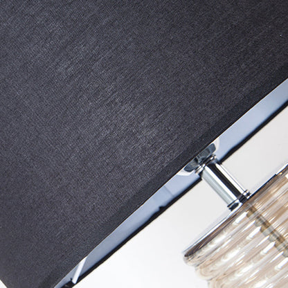 Contemporary Retro Glass Fabric Crystal Cylinder Drum 1-Light Table Lamp For Bedside