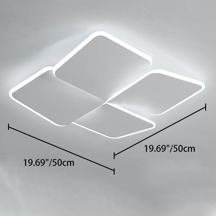 Contemporary Nordic Iron Acrylic Piece Square Round LED Flush Mount Ceiling Light For Bedroom