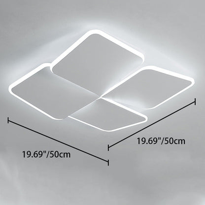 Contemporary Nordic Iron Acrylic Piece Square Round LED Flush Mount Ceiling Light For Bedroom