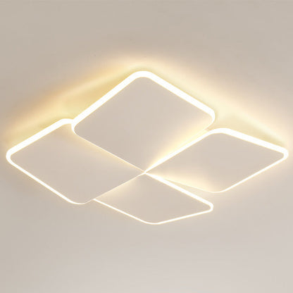 Contemporary Nordic Iron Acrylic Piece Square Round LED Flush Mount Ceiling Light For Bedroom