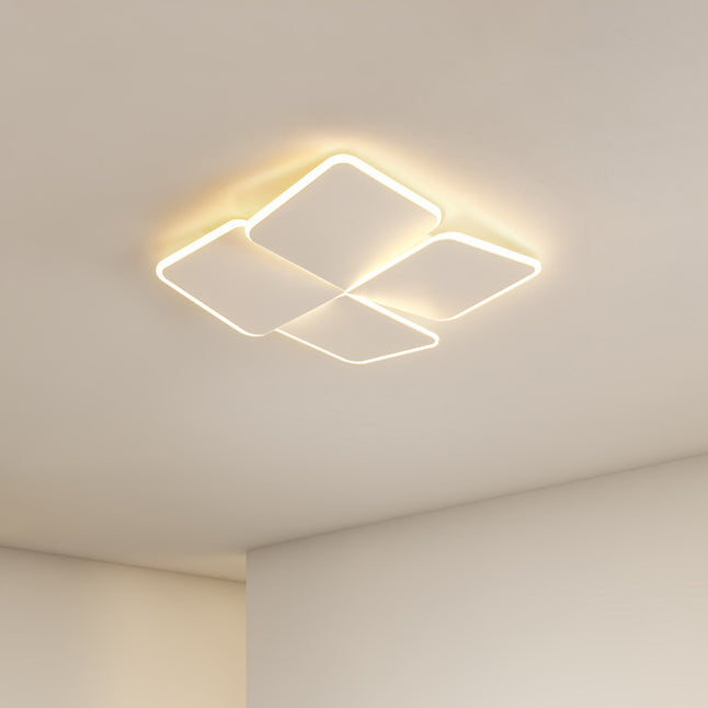 Contemporary Nordic Iron Acrylic Piece Square Round LED Flush Mount Ceiling Light For Bedroom