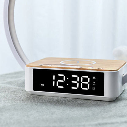 Modern Simplicity Aluminum Alloy ABS Round Clock Wireless Charging LED Table Lamp Night Light For Bedside