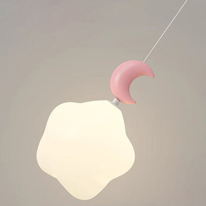 Contemporary Nordic Iron PE Star Moon Cloud LED Pendant Light For Bedside