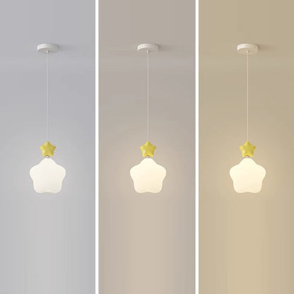 Contemporary Nordic Iron PE Star Moon Cloud LED Pendant Light For Bedside
