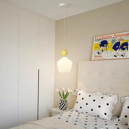 Contemporary Nordic Iron PE Star Moon Cloud LED Pendant Light For Bedside