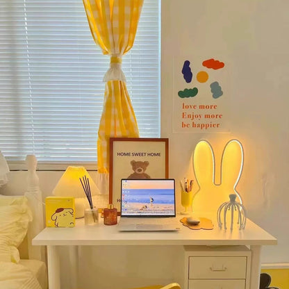 Contemporary Creative Kids Metal USB Bunny Ear Hanging LED Wall Sconce Lamp For Bedroom