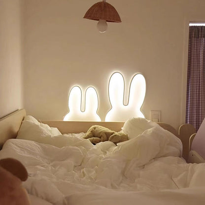 Contemporary Creative Kids Metal USB Bunny Ear Hanging LED Wall Sconce Lamp For Bedroom