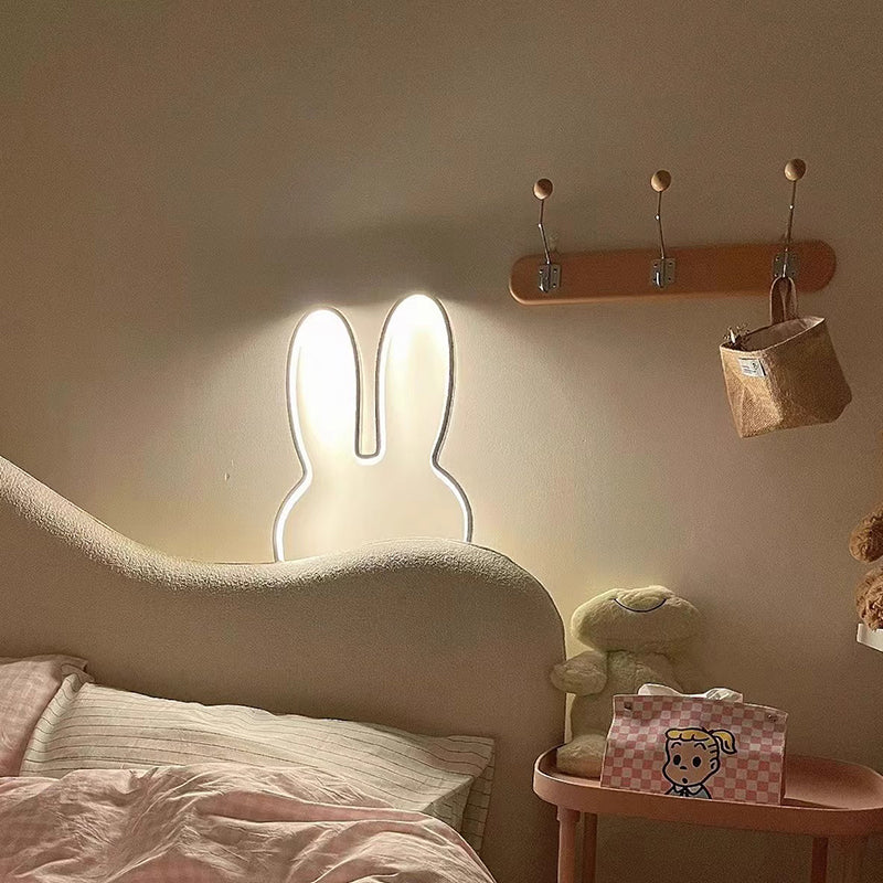 Contemporary Creative Kids Metal USB Bunny Ear Hanging LED Wall Sconce Lamp For Bedroom