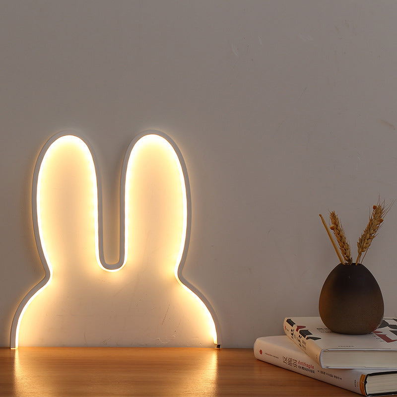 Contemporary Creative Kids Metal USB Bunny Ear Hanging LED Wall Sconce Lamp For Bedroom