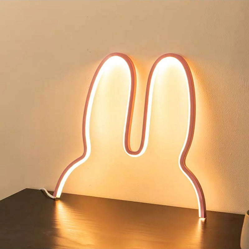 Contemporary Creative Kids Metal USB Bunny Ear Hanging LED Wall Sconce Lamp For Bedroom