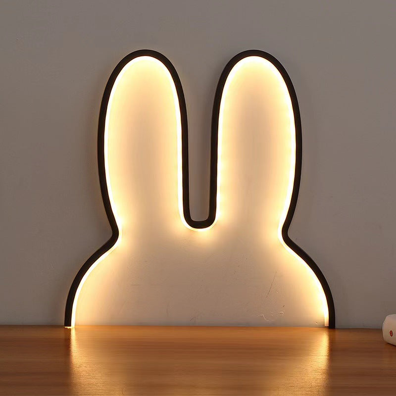 Contemporary Creative Kids Metal USB Bunny Ear Hanging LED Wall Sconce Lamp For Bedroom