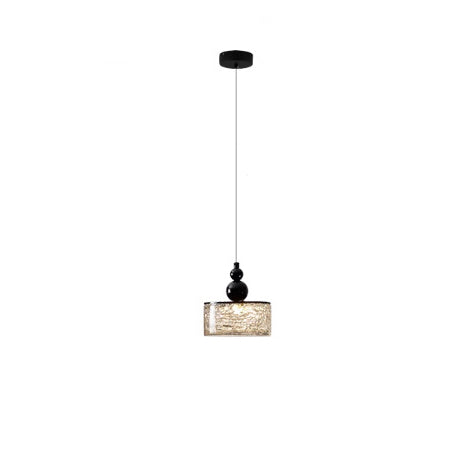 Contemporary Scandinavian Stainless Steel Resin Round Crackle LED Pendant Light For Bedside