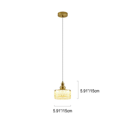 Contemporary Scandinavian Stainless Steel Resin Round Crackle LED Pendant Light For Bedside
