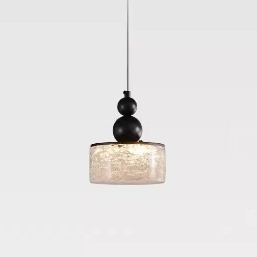 Contemporary Scandinavian Stainless Steel Resin Round Crackle LED Pendant Light For Bedside