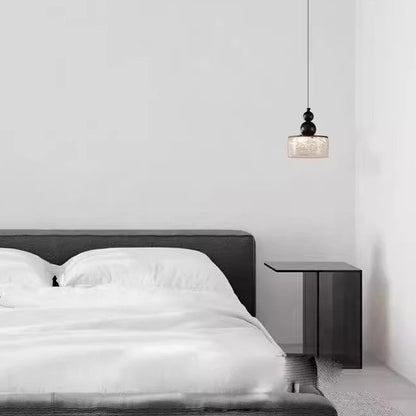Contemporary Scandinavian Stainless Steel Resin Round Crackle LED Pendant Light For Bedside