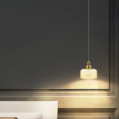 Contemporary Scandinavian Stainless Steel Resin Round Crackle LED Pendant Light For Bedside