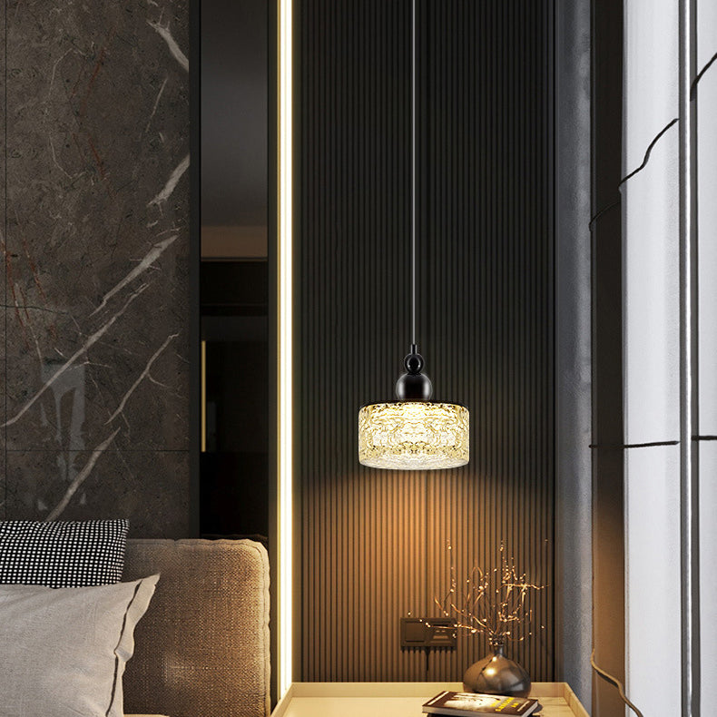 Contemporary Scandinavian Stainless Steel Resin Round Crackle LED Pendant Light For Bedside