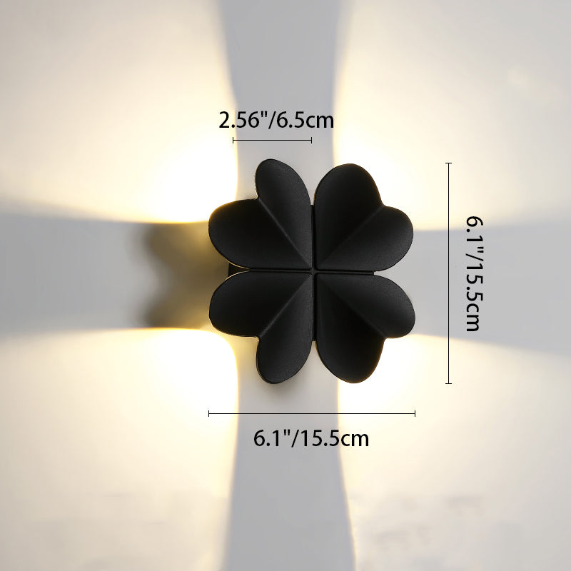 Contemporary Creative Waterproof Aluminum Four-Leaf Clover LED Wall Sconce Lamp For Outdoor Patio