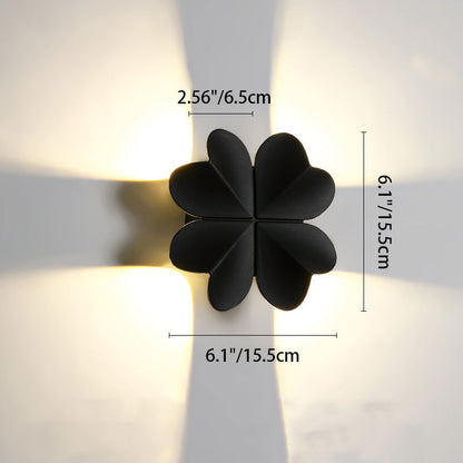 Contemporary Creative Waterproof Aluminum Four-Leaf Clover LED Wall Sconce Lamp For Outdoor Patio
