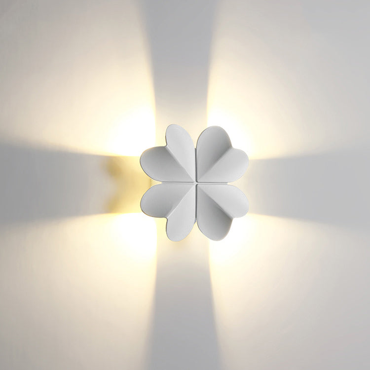 Contemporary Creative Waterproof Aluminum Four-Leaf Clover LED Wall Sconce Lamp For Outdoor Patio