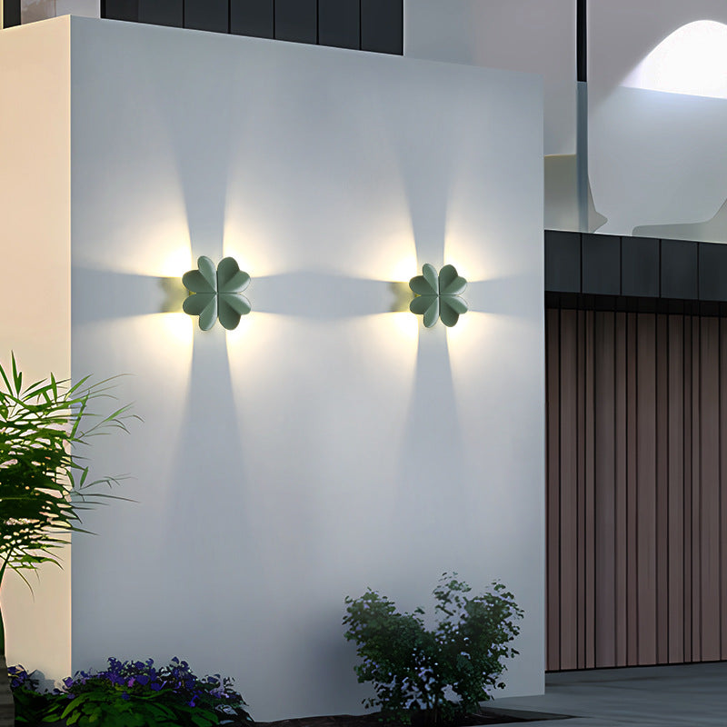 Contemporary Creative Waterproof Aluminum Four-Leaf Clover LED Wall Sconce Lamp For Outdoor Patio