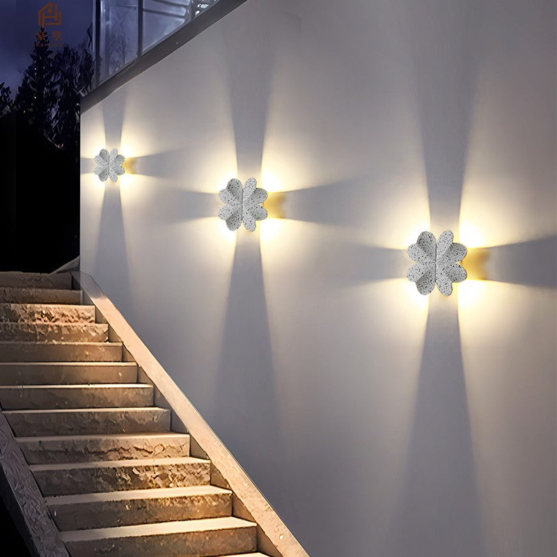 Contemporary Creative Waterproof Aluminum Four-Leaf Clover LED Wall Sconce Lamp For Outdoor Patio