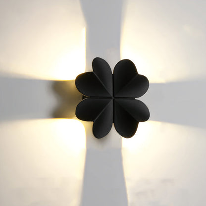 Contemporary Creative Waterproof Aluminum Four-Leaf Clover LED Wall Sconce Lamp For Outdoor Patio