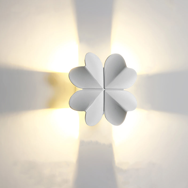 Contemporary Creative Waterproof Aluminum Four-Leaf Clover LED Wall Sconce Lamp For Outdoor Patio