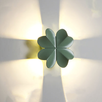 Contemporary Creative Waterproof Aluminum Four-Leaf Clover LED Wall Sconce Lamp For Outdoor Patio