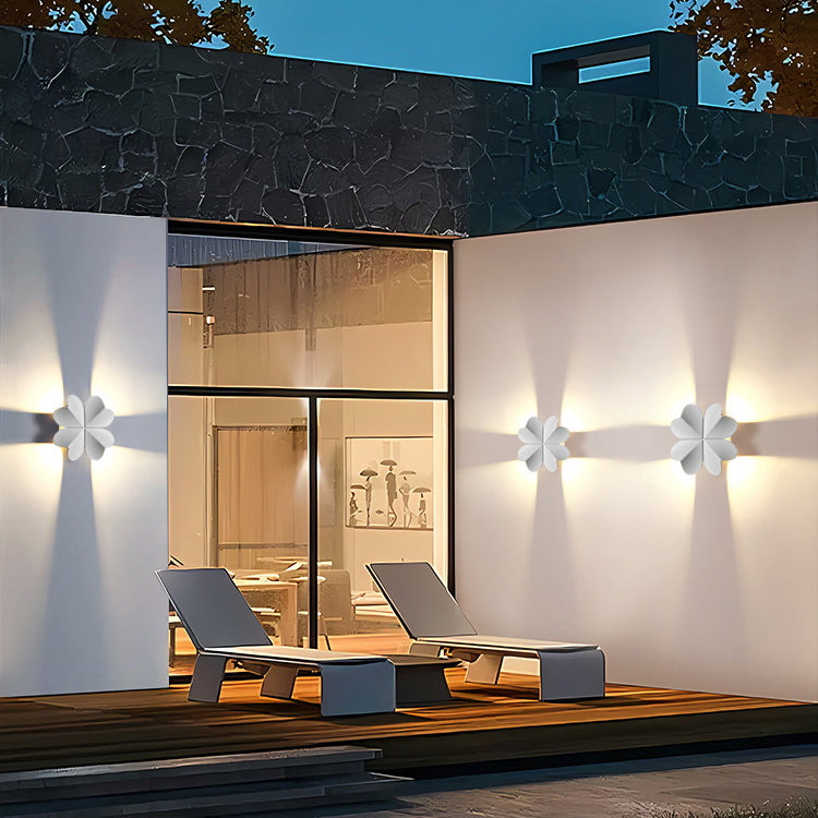 Contemporary Creative Waterproof Aluminum Four-Leaf Clover LED Wall Sconce Lamp For Outdoor Patio