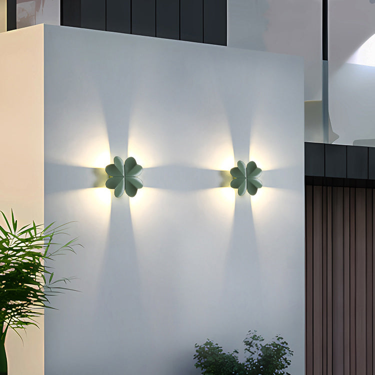 Contemporary Creative Waterproof Aluminum Four-Leaf Clover LED Wall Sconce Lamp For Outdoor Patio