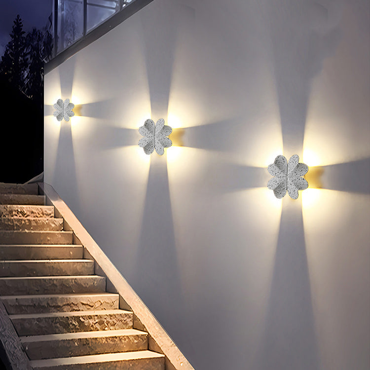 Contemporary Creative Waterproof Aluminum Four-Leaf Clover LED Wall Sconce Lamp For Outdoor Patio