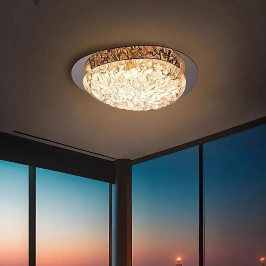 مصباح سقف LED بتصميم بيضاوي من الفولاذ المقاوم للصدأ والراتنج بتصميم فن الآرت ديكو الحديث لغرفة النوم 
