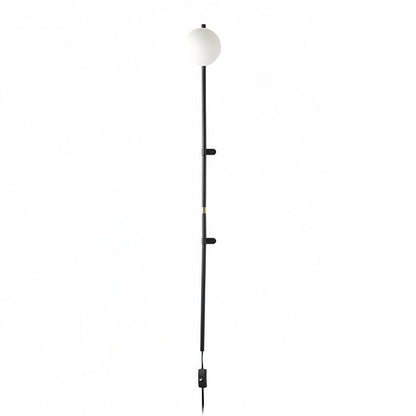 Modern Minimalist Ball Hardware Glass Ball Long Pole 1-Light Wall Sconce Lamp For Bedside